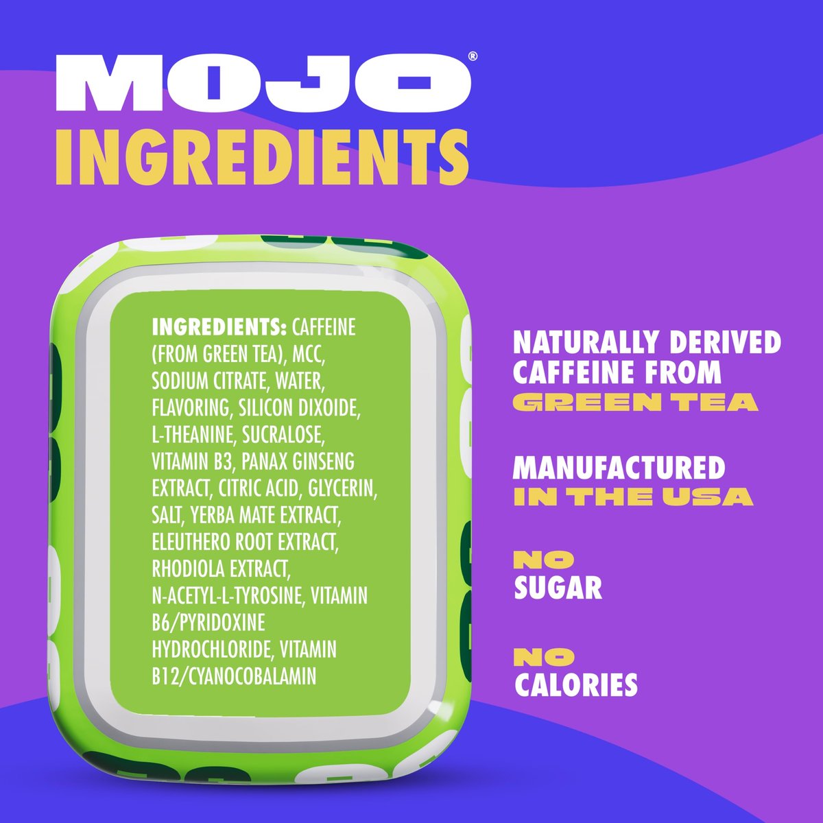 MOJO Energiebeutel Sour Apple Geschmack, 50 mg pro Koffeinbeutel, 15 Beutel, Einzelpackung