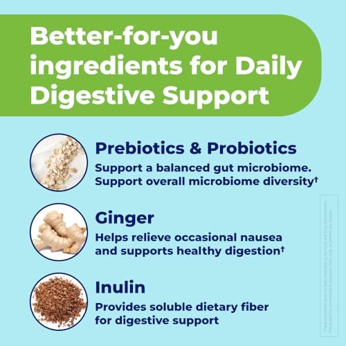 Emetrol Daily Digestive Support Kapseln – Probiotikum, Präbiotikum & Ingwer für die Darmgesundheit, gegen Blähungen, Völlegefühl und Übelkeit – #1 von Apothekern empfohlene Marke – 30 Kapseln