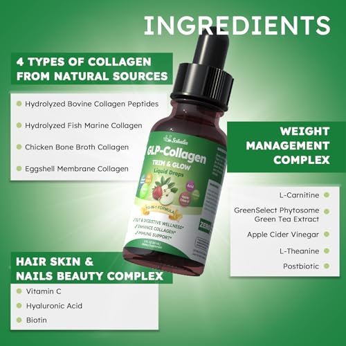 Scibalia Liquid Collagen für Frauen – GLP-freundliches 10-in-1 Multi-Kollagen mit Hyaluronsäure, Biotin, Grüntee & ACV – Hydrolysierte Kollagen-Tropfen für Verdauung, Hautgesundheit & Haarwachstum