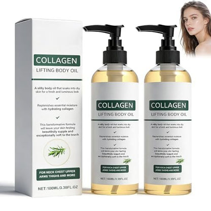 2er-Pack Hydratisierendes Kollagenöl für Körper & nach dem Duschen – Anti-Aging, feuchtigkeitsspendendes Körperöl, leicht, nicht fettend für Frauen & Männer