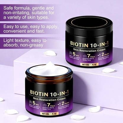 TFSUDI 2er-Pack Biotin 10-in-1 Hautregenerationscreme – Straffende & festigende Gesichtscreme gegen Falten, Feuchtigkeitsspender mit natürlichem Kollagen für alle Hauttypen