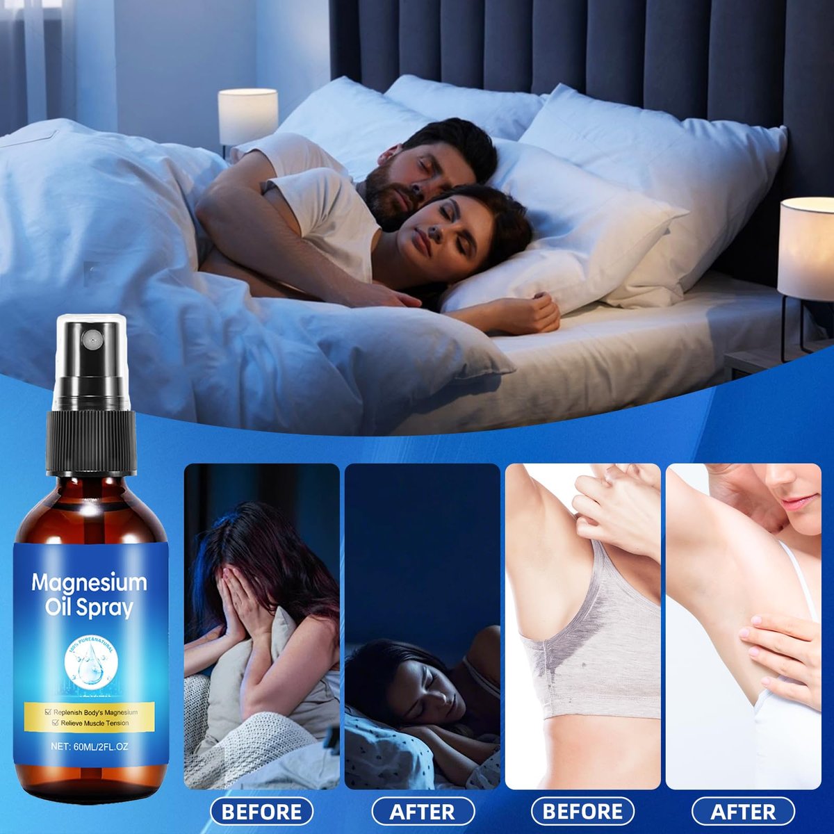 Magnesium Spray – Reines Magnesiumöl für die Füße, auslaufsichere Reisegröße, 60 ml