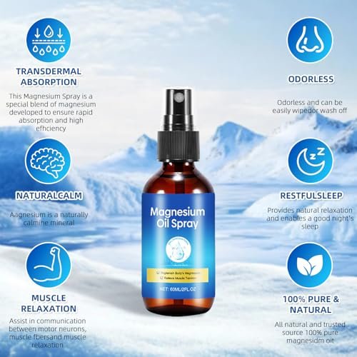 Magnesium Spray – Reines Magnesiumöl für die Füße, auslaufsichere Reisegröße, 60 ml