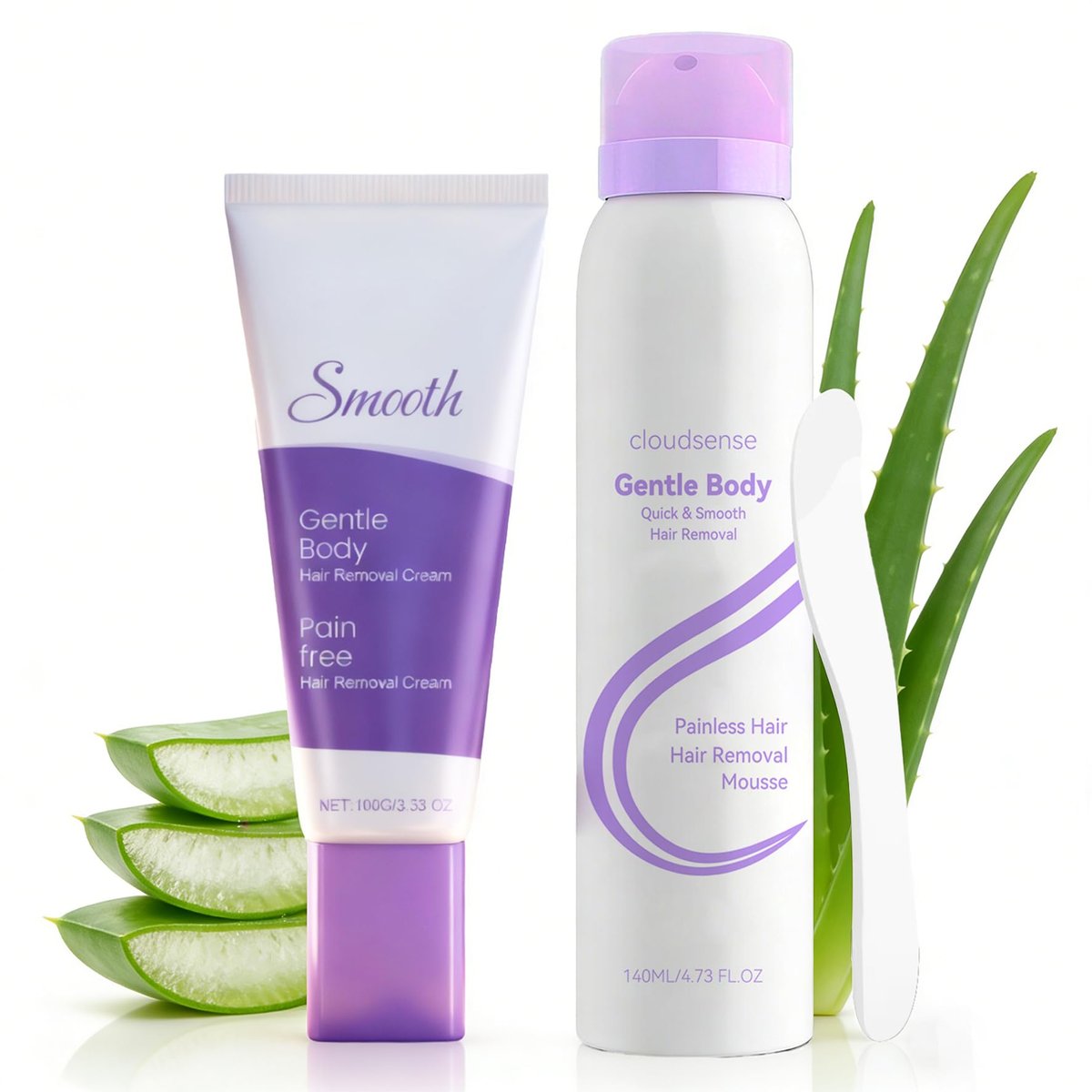 Enthaarungscreme & Mousse Set – Sanfte Haarentfernung für Frauen und Männer, 100g Creme + 140ml Schaum mit Spatel, glatte Haut
