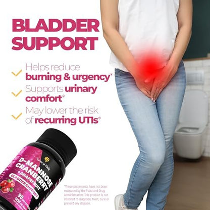 Blasenkontrolle Ergänzung, D-Mannose mit Cranberry, 1000 mg für Blasenkontrolle. Fortschrittliche Nierenunterstützung für die Gesundheit der Harnwege. Premium Blase, D-Mannose, Entgiftung und Reparatur, 90 Kapseln, Hergestellt in den USA