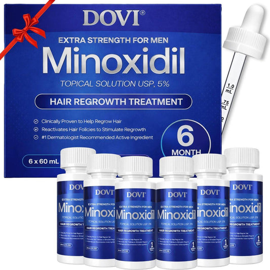 Dovi Minoxidil 5% Haarwuchsbehandlung für Männer – Extra starke fortschrittliche topische Lösung, 6-Monats-Vorrat, hilft bei Haarausfall und fördert das Nachwachsen der Haare