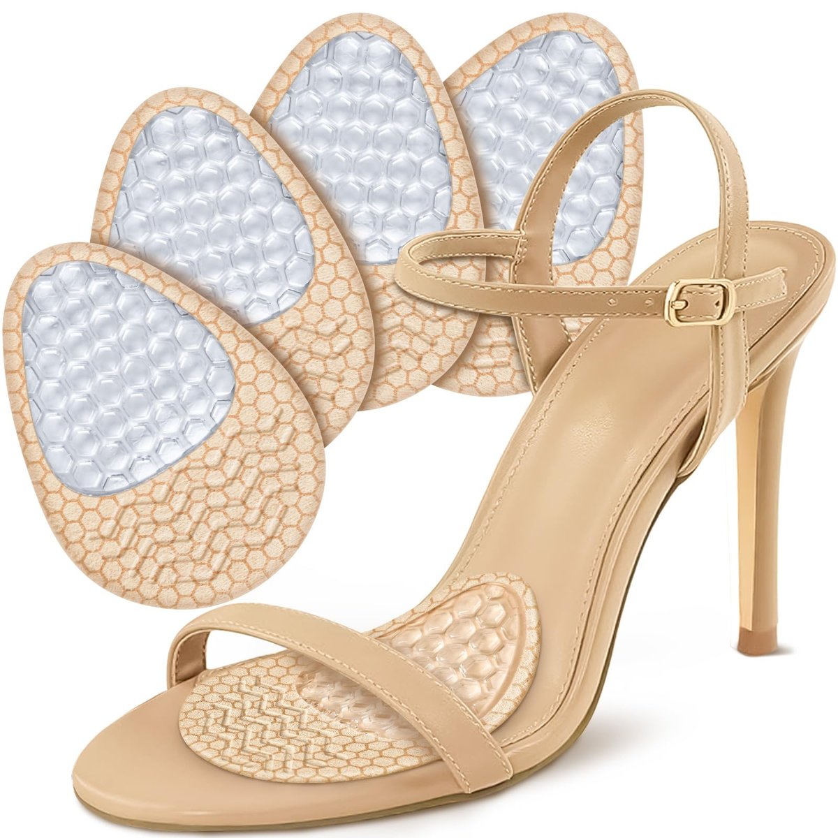 Metatarsal-Pads für Frauen: Ballenpolster (2 Paar) - Fersenpolster für Damen - Antirutsch-High-Heel-Komfortpads für ganztägige Schmerzlinderung - Einheitsgröße für Schuheinlagen