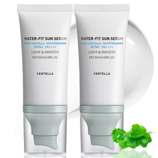 2er-Pack Centellá Sonnenschutz SPF50 PA++++, Hyalu Cica Water-Fit Sun Serum, Centella Madagascar Gesichts-Sonnenschutz mit langanhaltendem Schutz, mattierend, ohne weißen Schimmer, für alle Hauttypen und UV-Abwehr