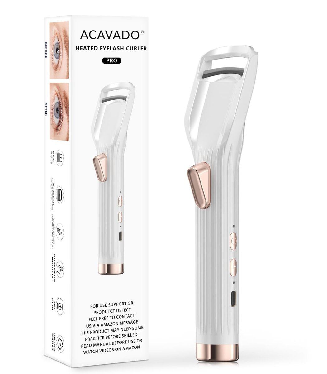 Premium Heated Eyelash Curler PRO – Schnell Aufheizen in 8s, 24h Halt, Wiederaufladbar, USB-C, 2 Modi, Anti-Verbrennung, Weiß