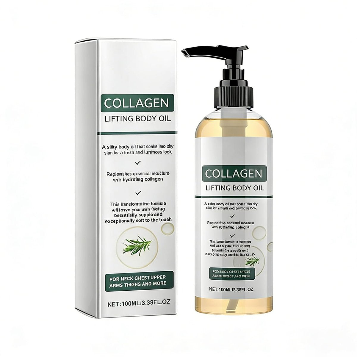 Gloramd Serum Collagen Lifting Body Oil – Feuchtigkeitsspendendes & Straffendes Trockenöl, Leicht & Schnell Einziehend, Nicht Fettend, für Geschmeidige Strahlende Haut, für Damen & Herren, 100 ml