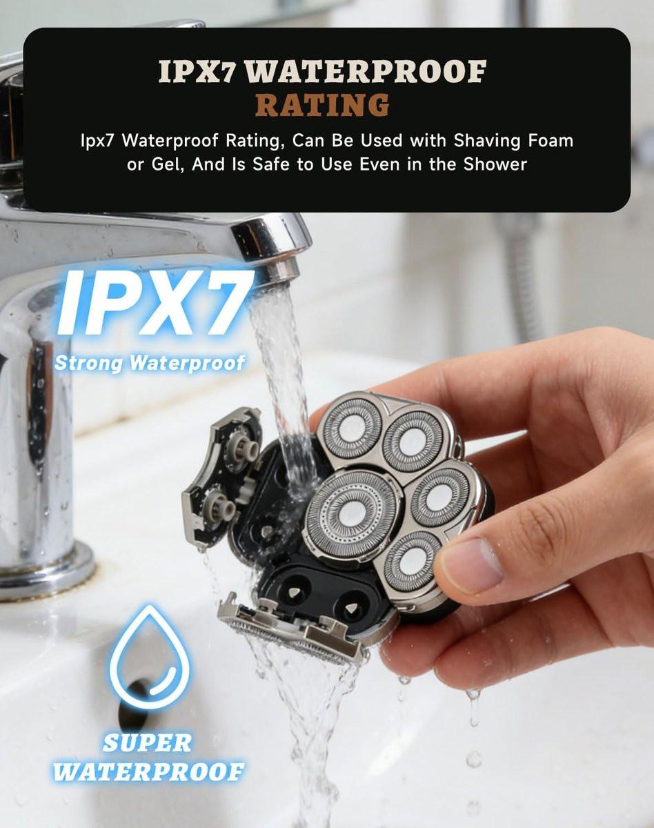 Bawldy 9.0 Ultra Shaver – Professioneller Kopfhaarrasierer für Männer mit 9D-Floating-System, Dual-Track-Klingen, 6-in-1 abnehmbarem Aufsatz, IPX7 wasserdicht