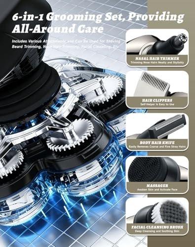 Bawldy 9.0 Ultra Shaver – Professioneller Kopfhaarrasierer für Männer mit 9D-Floating-System, Dual-Track-Klingen, 6-in-1 abnehmbarem Aufsatz, IPX7 wasserdicht