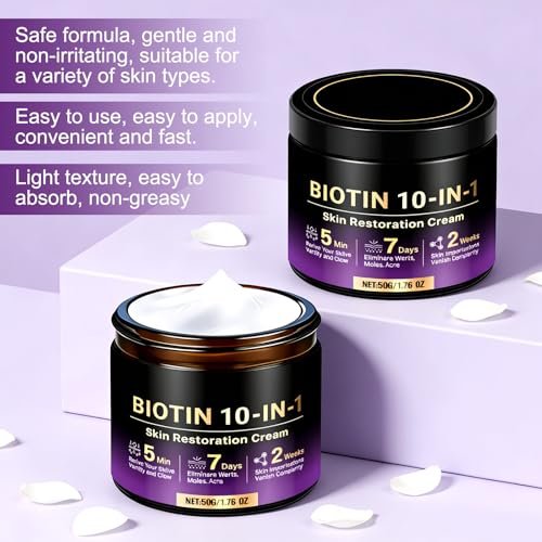 2er-Pack Biotin 10-in-1 Hautregenerationscreme – 2026 Neue professionelle Hautbehandlungscreme mit natürlichen Inhaltsstoffen für alle Hauttypen