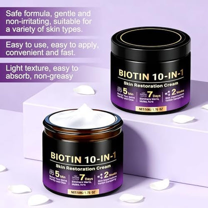 2er-Pack Biotin 10-in-1 Hautregenerationscreme – 2026 Neue professionelle Hautbehandlungscreme mit natürlichen Inhaltsstoffen für alle Hauttypen