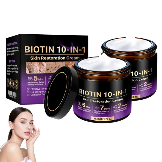 2er-Pack Biotin 10-in-1 Hautregenerationscreme – 2026 Neue professionelle Hautbehandlungscreme mit natürlichen Inhaltsstoffen für alle Hauttypen