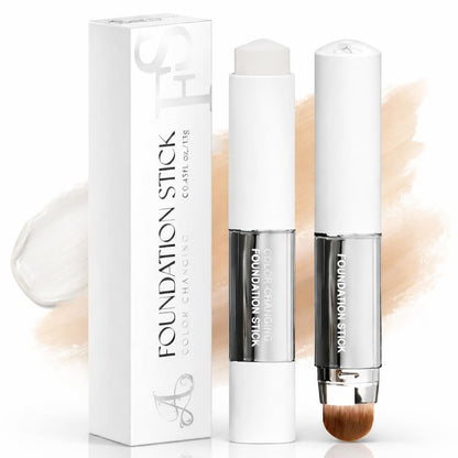 DAISYTREE Koreanischer Farbwechsel-Foundation-Stick, Weißer Cremestick, 3-in-1 Primer Foundation Concealer, mittlere bis hohe Deckkraft, selbstanpassender Hautton, natürliches Finish