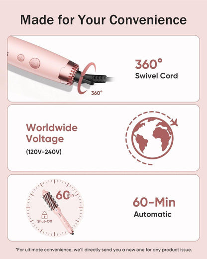 Thermal Brush für Haarvolumen Boost, Upgrade Heiz-Rundbürste mit 2× negativen Ionen für weniger Frizz, 1,5 Zoll Dual Voltage Lockenbürste mit 360° Luftstrom-Heizung (nicht zum Haartrocknen) - Rosa