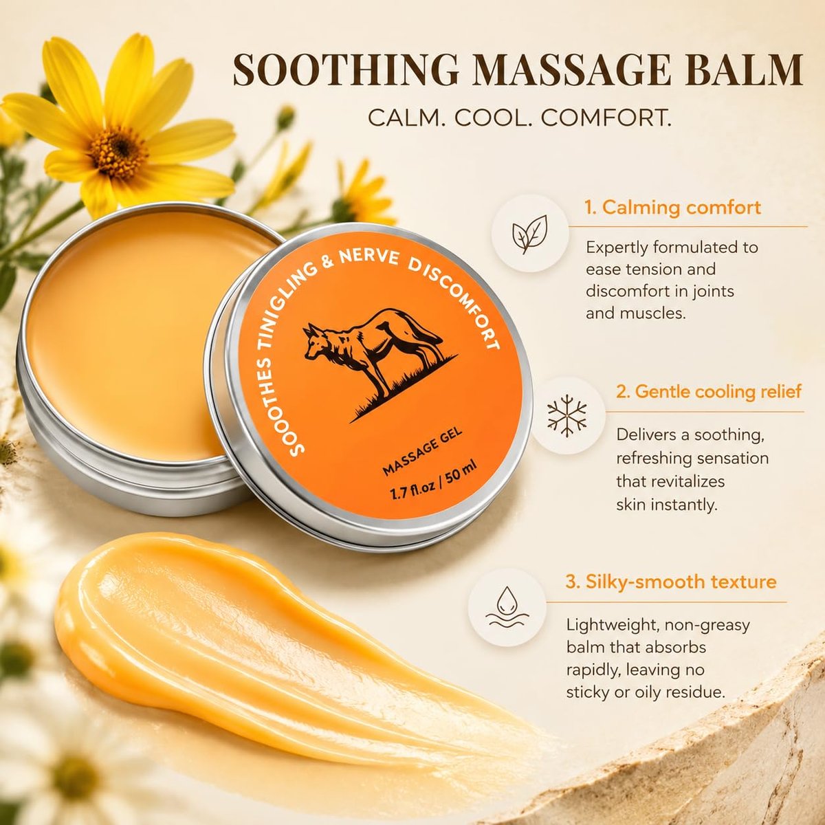 Nervenlinderungsbalsam für Neuropathie – Neuro-Magnesium-Balsam mit Menthol & MSM, kühlende Massagecreme für Muskel- und Gelenkkomfort, Lavendelduft