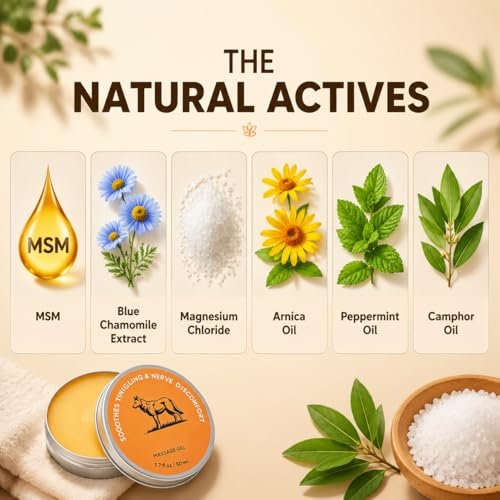 Nervenlinderungsbalsam für Neuropathie – Neuro-Magnesium-Balsam mit Menthol & MSM, kühlende Massagecreme für Muskel- und Gelenkkomfort, Lavendelduft
