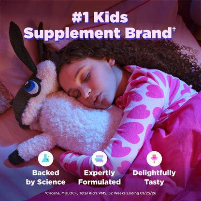 OLLY Kids Melatonin Freies Schlafgummi – Magnesium, L-Theanin, Zitronenmelisse, Cloudberry-Pfirsich-Geschmack, 25-Tage-Vorrat (50 Stück)