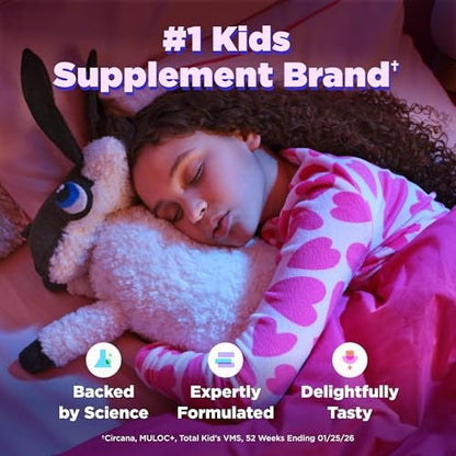 OLLY Kids Melatonin Freies Schlafgummi – Magnesium, L-Theanin, Zitronenmelisse, Cloudberry-Pfirsich-Geschmack, 25-Tage-Vorrat (50 Stück)