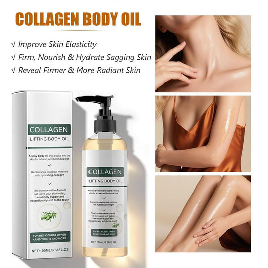WUIAOCIT 2er-Pack Collagen Lifting Body Oil, Feuchtigkeitsspendendes Körperöl mit Kollagen für die Hautstraffung, Leichtes, nicht fettendes Öl für Männer und Frauen, 100 ml pro Flasche