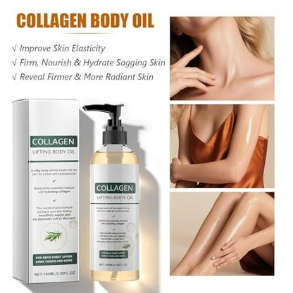 WUIAOCIT 2er-Pack Collagen Lifting Body Oil, Feuchtigkeitsspendendes Körperöl mit Kollagen für die Hautstraffung, Leichtes, nicht fettendes Öl für Männer und Frauen, 100 ml pro Flasche
