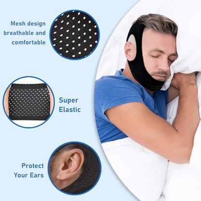 2er-Pack Anti-Schnarch-Kinnriemen zum Schlafen – Kieferband für ruhige Nächte, CPAP-kompatibel, für Männer und Frauen