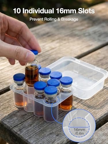 SUNMON 10-Fach Peptid-Aufbewahrungsbox für den Kühlschrank, 3 ml Vial-Aufbewahrung für Insulin, durchsichtig, 1 Stück