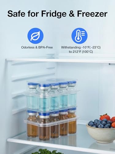 SUNMON 10-Fach Peptid-Aufbewahrungsbox für den Kühlschrank, 3 ml Vial-Aufbewahrung für Insulin, durchsichtig, 1 Stück