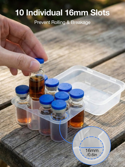 SUNMON 10-Fach Peptid-Aufbewahrungsbox für den Kühlschrank, 3 ml Vial-Aufbewahrung für Insulin, durchsichtig, 1 Stück