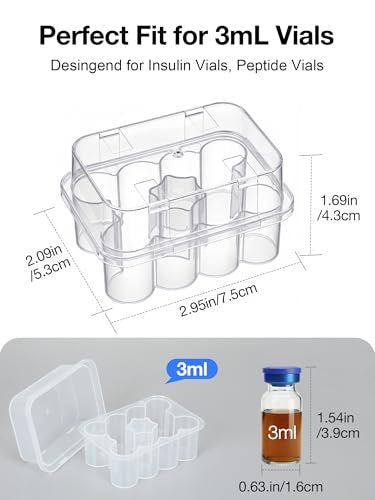 SUNMON 10-Fach Peptid-Aufbewahrungsbox für den Kühlschrank, 3 ml Vial-Aufbewahrung für Insulin, durchsichtig, 1 Stück