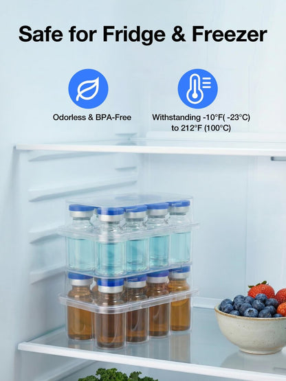SUNMON 10-Fach Peptid-Aufbewahrungsbox für den Kühlschrank, 3 ml Vial-Aufbewahrung für Insulin, durchsichtig, 1 Stück
