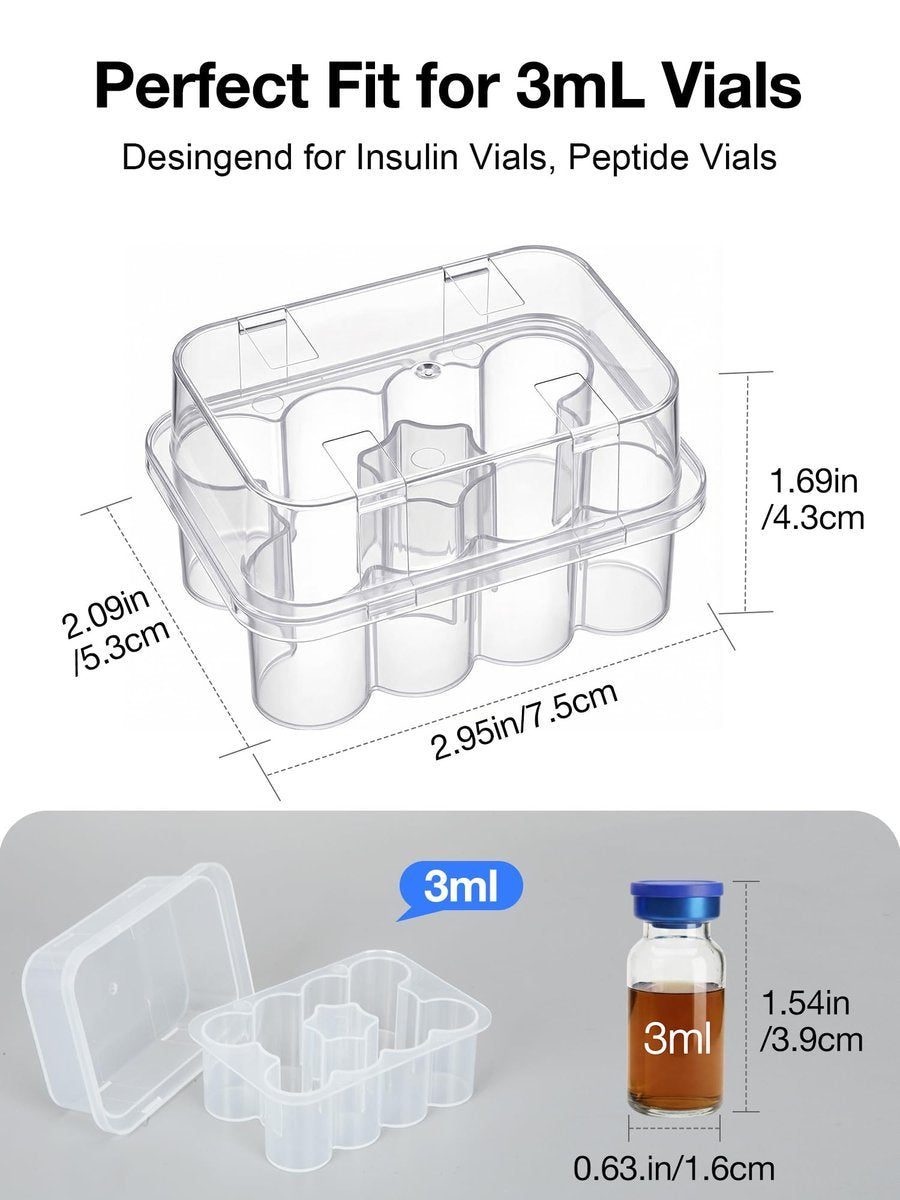 SUNMON 10-Fach Peptid-Aufbewahrungsbox für den Kühlschrank, 3 ml Vial-Aufbewahrung für Insulin, durchsichtig, 1 Stück