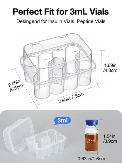 SUNMON 10-Fach Peptid-Aufbewahrungsbox für den Kühlschrank, 3 ml Vial-Aufbewahrung für Insulin, durchsichtig, 1 Stück