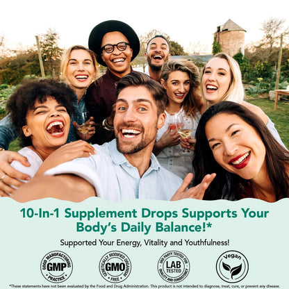 Soursop Bitters Liquid Drops 12-in-1 Komplex - 2 Fl Oz | Angereichert mit Seemoos, Moringa, Kurkuma & Ashwagandha-Extrakt | Pflanzliches Tonikum für Immununterstützung & Verdauungswohl | Vitamin C & D3 | Vegan
