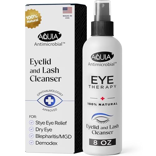 Aquia Augenlid-Reinigungsspray 8oz | Blepharitis Behandlung | Stye Behandlung | Hypochlorige Säure für trockene Augen, Demodex, Chalazion, MGD, Milben | Lid- und Wimpernreiniger