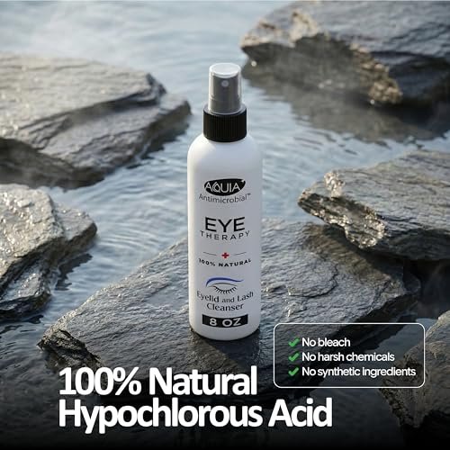 Aquia Augenlid-Reinigungsspray 8oz | Blepharitis Behandlung | Stye Behandlung | Hypochlorige Säure für trockene Augen, Demodex, Chalazion, MGD, Milben | Lid- und Wimpernreiniger