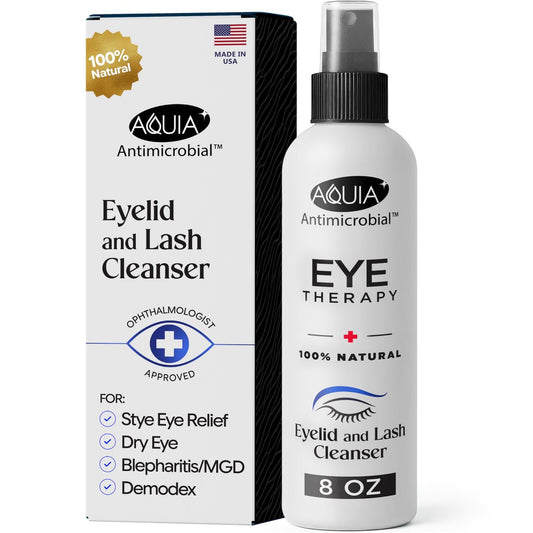 Aquia Augenlid-Reinigungsspray 8oz | Blepharitis Behandlung | Stye Behandlung | Hypochlorige Säure für trockene Augen, Demodex, Chalazion, MGD, Milben | Lid- und Wimpernreiniger