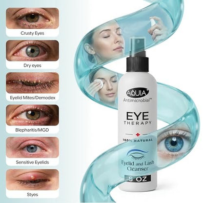 Aquia Augenlid-Reinigungsspray 8oz | Blepharitis Behandlung | Stye Behandlung | Hypochlorige Säure für trockene Augen, Demodex, Chalazion, MGD, Milben | Lid- und Wimpernreiniger