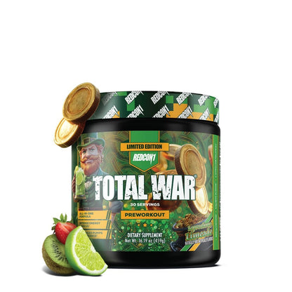 REDCON1 Total War Pre Workout - Leprechaun Limeade, 320 mg Koffein, Beta-Alanin + L-Citrullinmalat, Steigerung von Pump & Fokus (30 Portionen)