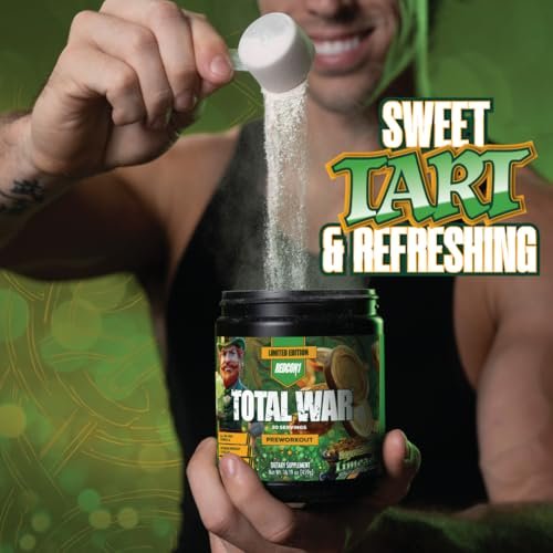 REDCON1 Total War Pre Workout - Leprechaun Limeade, 320 mg Koffein, Beta-Alanin + L-Citrullinmalat, Steigerung von Pump & Fokus (30 Portionen)