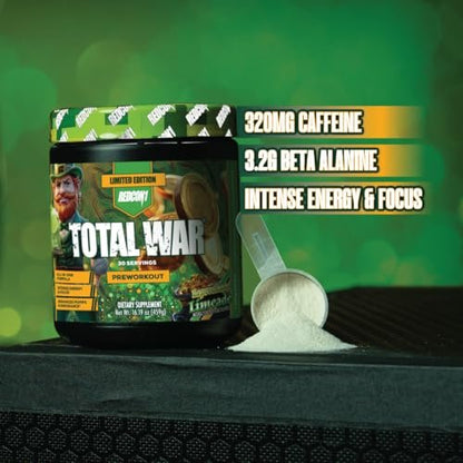 REDCON1 Total War Pre Workout - Leprechaun Limeade, 320 mg Koffein, Beta-Alanin + L-Citrullinmalat, Steigerung von Pump & Fokus (30 Portionen)