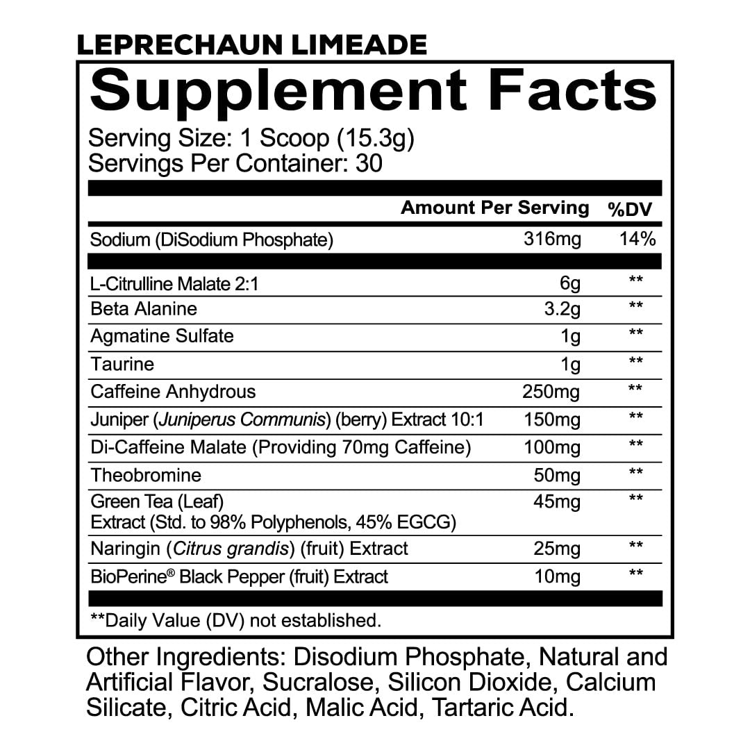 REDCON1 Total War Pre Workout - Leprechaun Limeade, 320 mg Koffein, Beta-Alanin + L-Citrullinmalat, Steigerung von Pump & Fokus (30 Portionen)