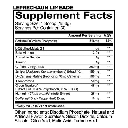 REDCON1 Total War Pre Workout - Leprechaun Limeade, 320 mg Koffein, Beta-Alanin + L-Citrullinmalat, Steigerung von Pump & Fokus (30 Portionen)