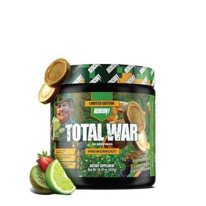 REDCON1 Total War Pre Workout - Leprechaun Limeade, 320 mg Koffein, Beta-Alanin + L-Citrullinmalat, Steigerung von Pump & Fokus (30 Portionen)