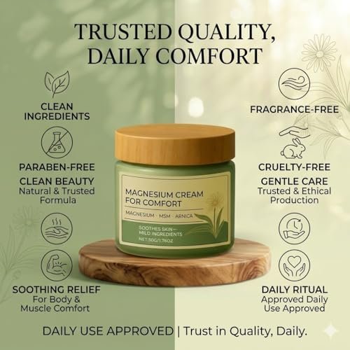 2er-Pack Total Relief Magnesium Creme mit MSM & Arnika – Sanfte Formel für tägliches Wohlbefinden, nicht fettend, für Beine, Schultern & Rücken, milde Inhaltsstoffe zur Beruhigung der Haut