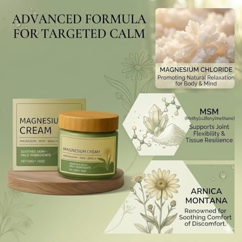 2er-Pack Total Relief Magnesium Creme mit MSM & Arnika – Sanfte Formel für tägliches Wohlbefinden, nicht fettend, für Beine, Schultern & Rücken, milde Inhaltsstoffe zur Beruhigung der Haut