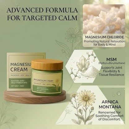 2er-Pack Total Relief Magnesium Creme mit MSM & Arnika – Sanfte Formel für tägliches Wohlbefinden, nicht fettend, für Beine, Schultern & Rücken, milde Inhaltsstoffe zur Beruhigung der Haut