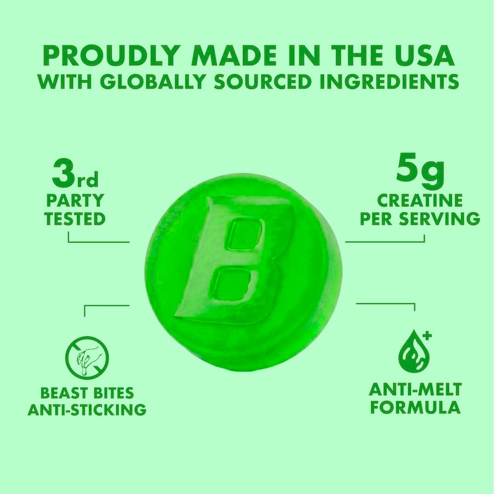 BEAST BITES Kreatin Gummibärchen® – 5 g Kreatin-Monohydrat pro Portion – NSF-zertifiziert für den Sport, Clean Label Project zertifiziert (75 Gummibärchen, saure Wassermelone)